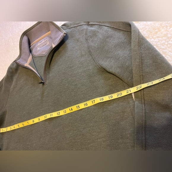 Eddie Bauer Men's Quarter-Zip Heather Green Pullover Sweater Men’s Medium - Picture 5 of 5